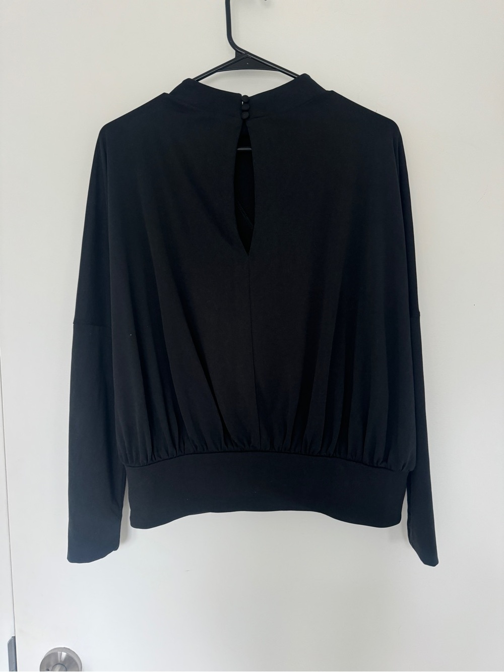 Banana Republic Black Long-Sleeve Mock Neck Blouson Top